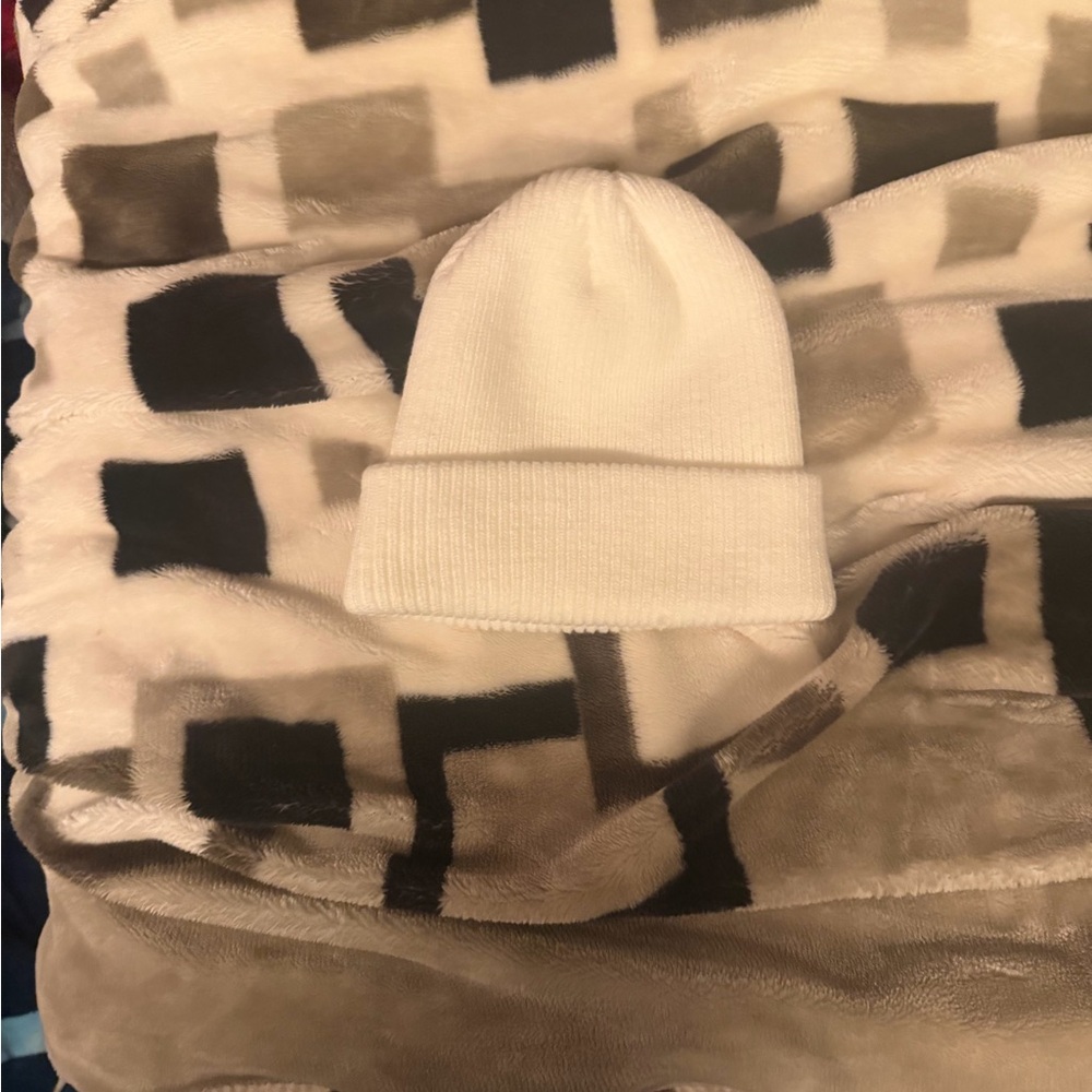 White Knit Moncler Beanie